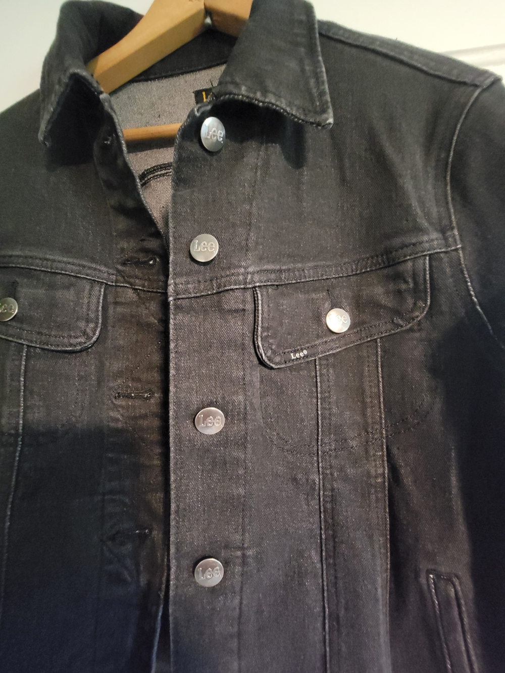 Lee Black Denim Shirt Jacket with Branded Buttons